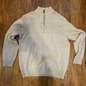 Dockers Tan Quarter Zip-Up Pullover Sweater Men’s Size Large Cotton